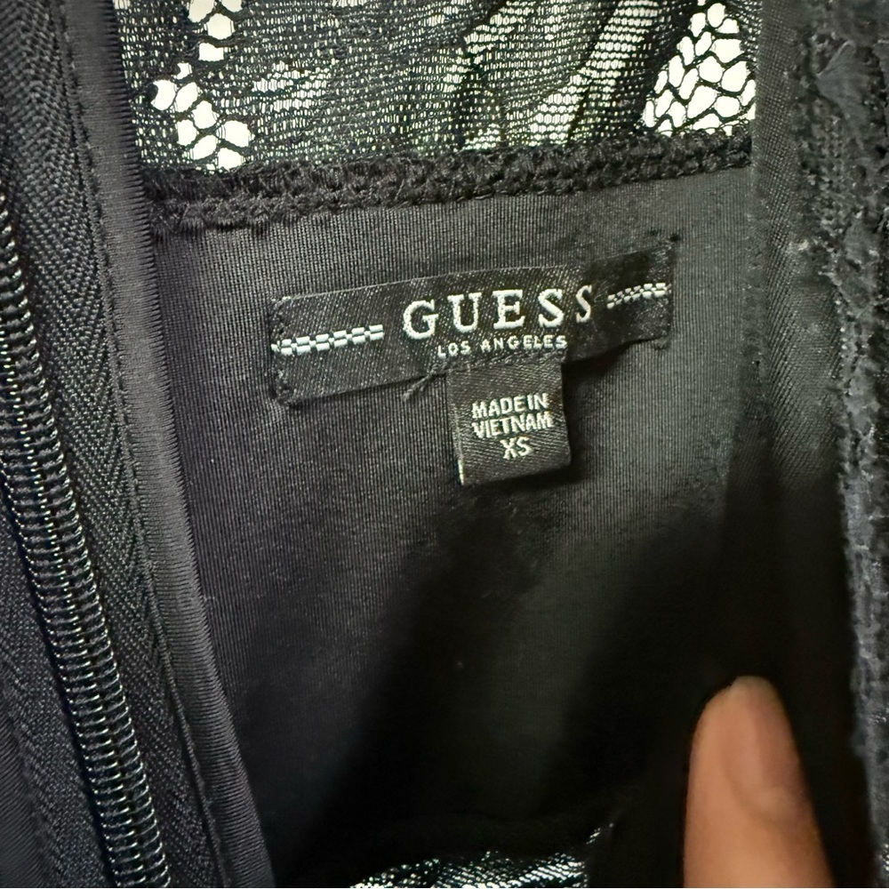 GUESS Silvana Black Floral Lace Cutout Bodycon Mini Dress Sleeveless XS - Picture 5 of 11